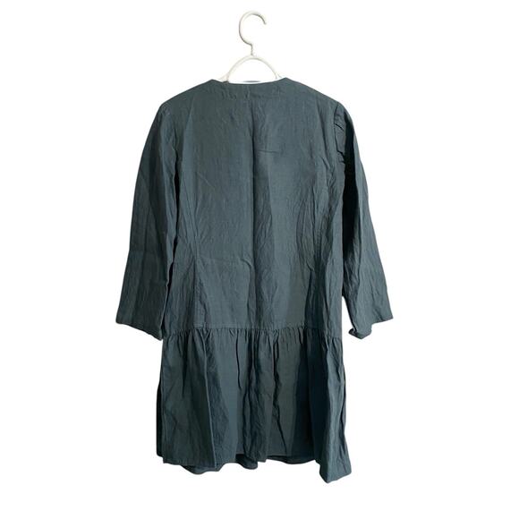 Linenshed Green Button Down 100% Linen Quarter Sleeve Knee Length Dress Size XS - Picture 6 of 10